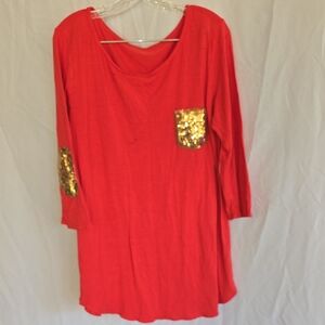 Red Sequin Pocket Women's Top